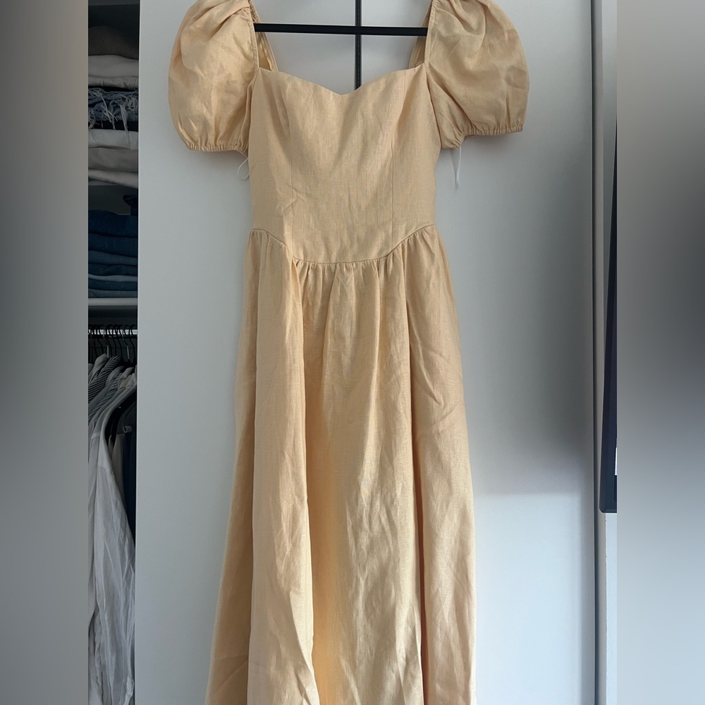 Reformation Yellow Linen Dress.